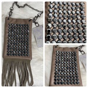 NWT Youmi K Crystal Embellished Fringe Boho Crossbody Multi-Functional Mini Bag‎